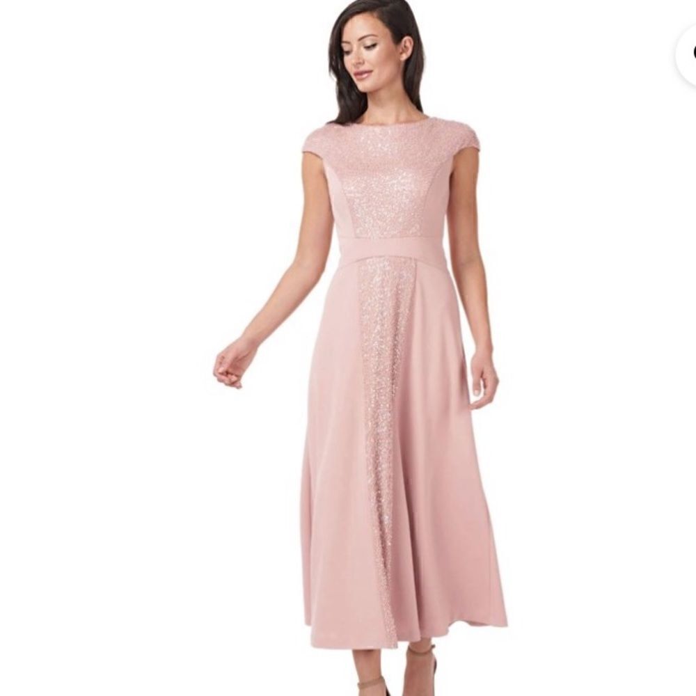 JS Collections Sequin & Crepe Midi dress NWT